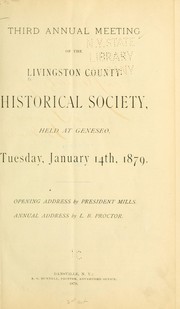 Cover of: The annual address: The judges and lawyers of Livingston County and their relation to the history of western New York.