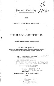 Cover of: Normal Training: The Principles and Methods of Human Culture, a Series of ...