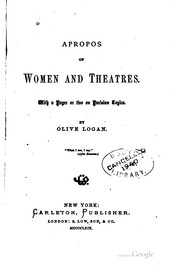 Cover of: Apropos of women and theatres.