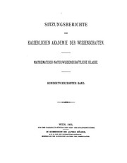 Cover of: Sitzungsberichte by Kaiserlichen Akademie der Wissenschaften in Wien, Mathematisch-Naturwissenschaftliche Klasse