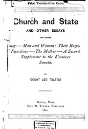 Cover of: Church and State and Other Essays: Including Money; Man and Woman: Their ...