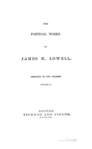 Cover of: The Poetical Works of James R. Lowell ...