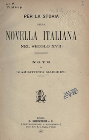 Cover of: Per la storia della novella italiana nel secolo XVII