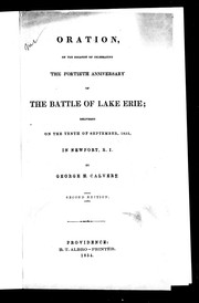 Cover of: Oration on the occasion of celebrating the fortieth anniversary of the Battle of Lake Erie: delivered on the tenth of September, 1853, in Newport, R.I.