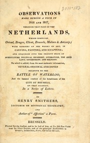 Cover of: Observations made during a tour in 1816 and 1817 by Henry Smithers