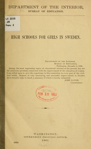 Cover of: High schools for girls in Sweden