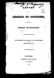 Cover of: Letter to a member of Congress in relation to Indian civilization | Z. Lewis