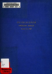 Cover of: Huidekpoer: American branch, August 15, 1928.