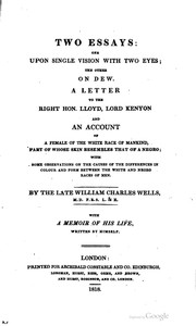 Cover of: Two essays: one upon single vision with two eyes; the other on dew.