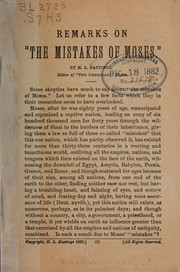 Cover of: Remarks on "The mistakes of Moses."...