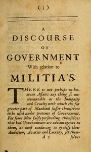 Cover of: A discourse of government with relation to militia's