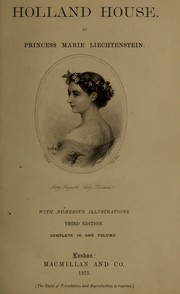 Cover of: Holland house by Liechtenstein, Marie Henriette Norberte, Prinzessin von