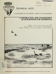 Cover of: Construction and management of stockponds for waterfowl