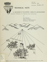 Cover of: Inventory techniques for sampling avian populations