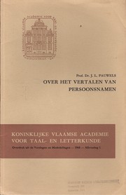 Over het vertalen van persoonsnamen by J. L. Pauwels