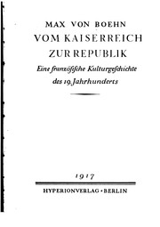 Cover of: Vom Kaiserreich zur Republik: Eine französische Kulturgeschichte des 19 ...
