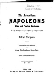 Cover of: Die Schwestern Napoleons, Elisa und Pauline Borghese: Nach Aeusserungen ...
