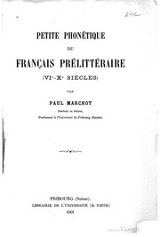 Cover of: Petite phonétique du française prélittéraire (VIe-Xe siècles).