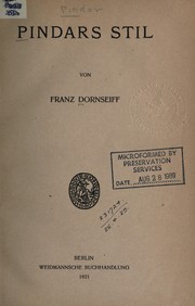Cover of: Pindars Stil by Dornseiff, Franz