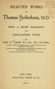 Cover of: Selected works of Thomas Sydenham, M.D. | Thomas Sydenham