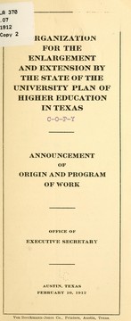 Cover of: Announcement of origin and program of work ...: Austin, Texas, February 10, 1912