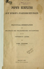 Cover of: Pope's Einfluss auf Byron's Jugenddichtungen