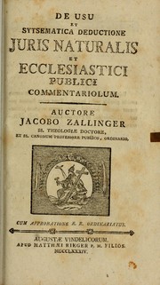 Cover of: De usu et sytsematica [sic] deductione juris naturalis et ecclesiastici publici commentariolum