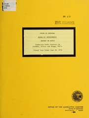 Cover of: State of Montana, Board of Investments, report on audit: fiscal year ended June 30, 1976