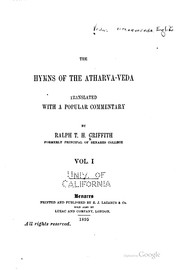 Cover of: The hymns of the Atharvaveda by translated, with a popular commentary, by Ralph T. H. Griffith.