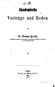 Cover of: Akademische Vorträge und Reden.