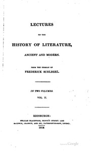 Cover of: Lectures on the history of literature: ancient and modern.