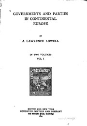 Cover of: Governments and parties in continental Europe. by A. Lawrence Lowell