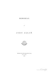 Cover of: Memorial of John Allan.