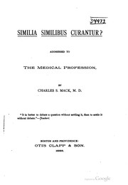 Cover of: Similia similibus curantur? | Charles S. Mack