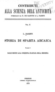 Cover of: Storia di Sparta arcaica by Luigi Pareti