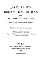 Cover of: Essay on Burns: With the Cotter's Saturday Night and Other Poems from Burns