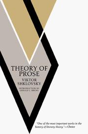 Cover of: Theory of Prose
