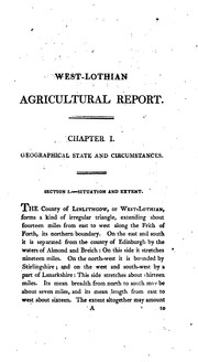 Cover of: General View of the Agriculture of the County of West-Lothian: With Observations on the Means of ...