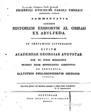 Cover of: Commentatio exhibens historiam emirorum al omrah ex Abulfeda. by Friedrich Wilhelm Carl Umbreit, Friedrich Wilhelm Carl Umbreit