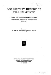 Cover of: Documentary history of Yale university