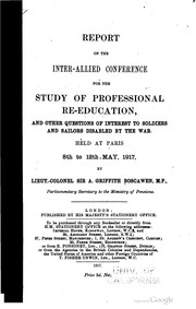 Cover of: Report on the Inter-allied conference for the study of professional re-education