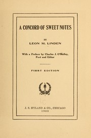 Cover of: A concord of sweet notes | Leon Mathias Linden