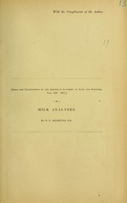 Cover of: Milk analyses by Stephen Paschall Sharples