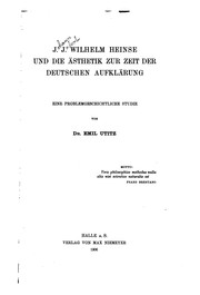 Cover of: J.J. Wilhelm Heinse und die Ästhetik zur Zeit der deutschen Aufklärung: eine problemgeschichtliche Studie