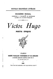 Cover of: Victor Hugo, poète épique.