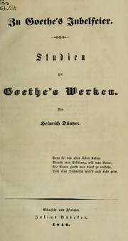 Cover of: Zu Goethe's Jubelfeier.: Studien zu Goethe's Werken.