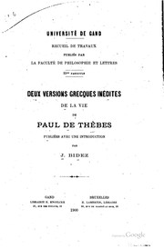 Cover of: Deux versions grecques inédites de la vie de Paul de Thèbes