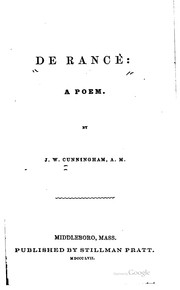 Cover of: De Rancé by J. W. Cunningham