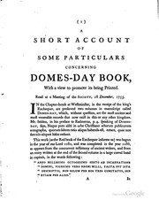Cover of: A short account of some particulars concerning Domes-day Book: with a view to its being published