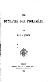 Cover of: Die Dynastie der Ptolemäer by Max Lebrecht Strack